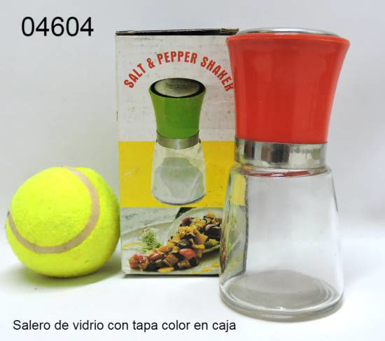 Imagen de SALERO DE VIDRIO CON TAPA COLOR EN CAJA 10.24